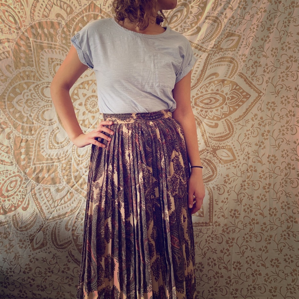 Dusty rose and maroon boho maxi skirt